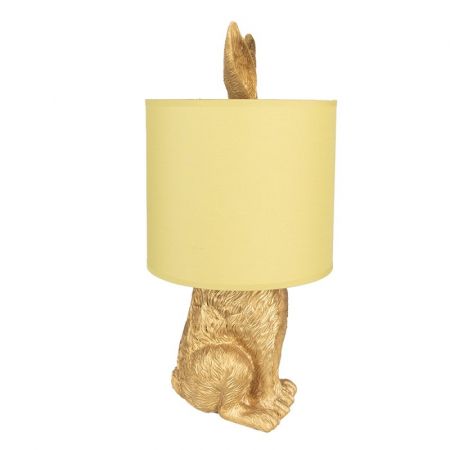Clayre & Eef Tischlampe Kaninchen Ø 20x43 cm Goldfarbig Kunststoff Schreibtischlampe