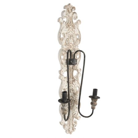 Clayre & Eef Wandlampe 19x18x95 cm Braun Holz Wandleuchte
