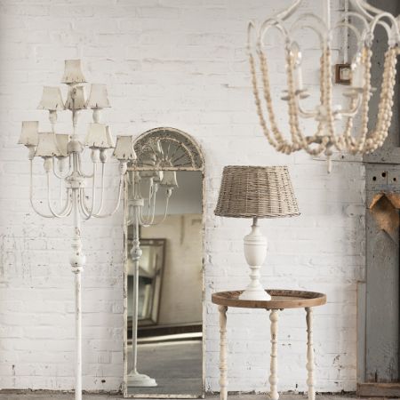 Clayre & Eef Stehlampe Ø 40x159 cm  Weiß Metall Stehender Lampe