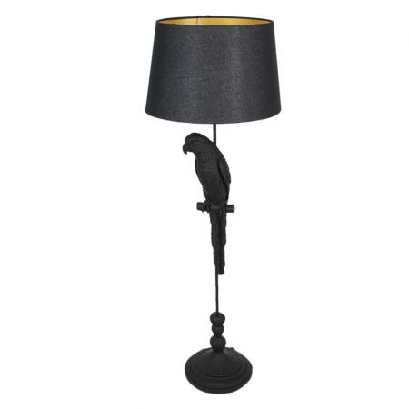 Clayre & Eef Stehlampe Papagei Ø 40x121 cm  Schwarz Kunststoff Stehender Lampe