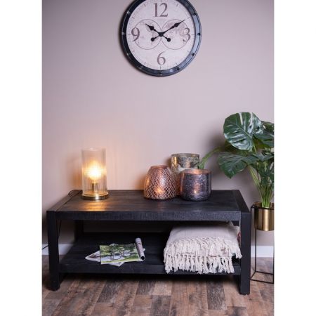 Clayre & Eef Nachttischlampe Ø 15x27 cm  Goldfarbig Glas Metall