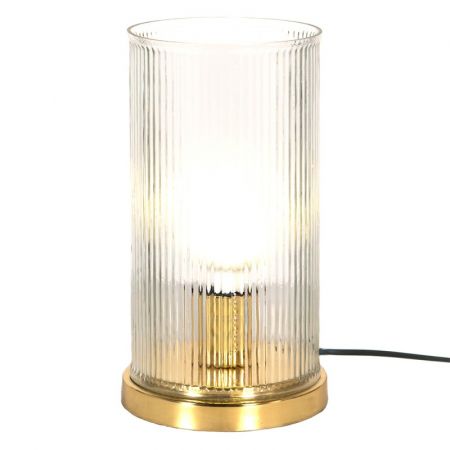 Clayre & Eef Nachttischlampe Ø 15x27 cm  Goldfarbig Glas Metall
