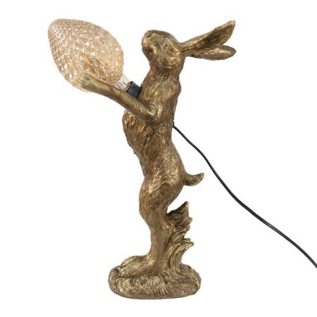 Clayre & Eef Tischlampe Kaninchen 12x24x41 cm Goldfarbig Kunststoff