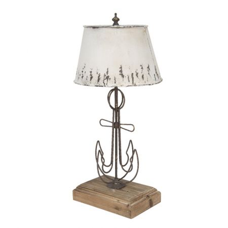 Clayre & Eef Tischlampe Ø 35x79 cm Beige Braun Holz Metall Bürolampe