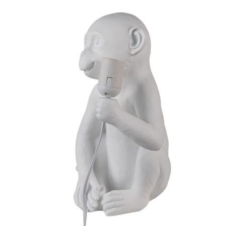 Clayre & Eef Nachttischlampe Affe 21x19x34 cm Weiß