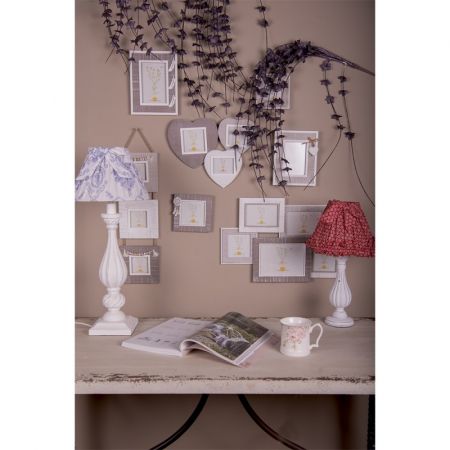 Clayre & Eef Lampenschirm Ø 23x15 cm Rot Weiß Baumwolle Synthetisch