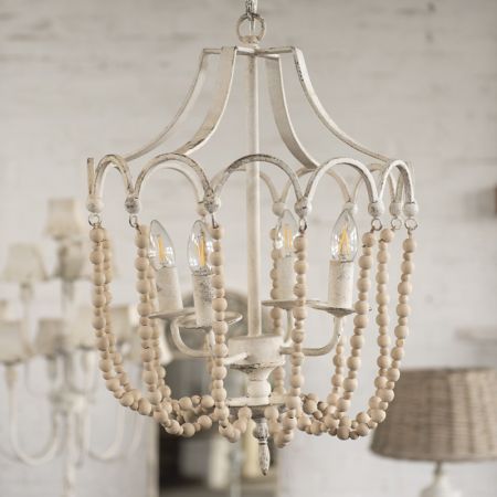 Clayre & Eef Hängelampe 40x40x60 cm Weiß Metall Hängelampe Esszimmer