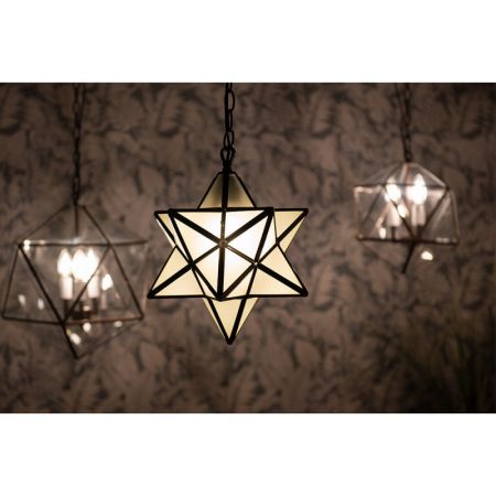 Clayre & Eef Hängelampe Tiffany Ø 31x31 cm Weiß Glas Metall Hängelampe Esszimmer