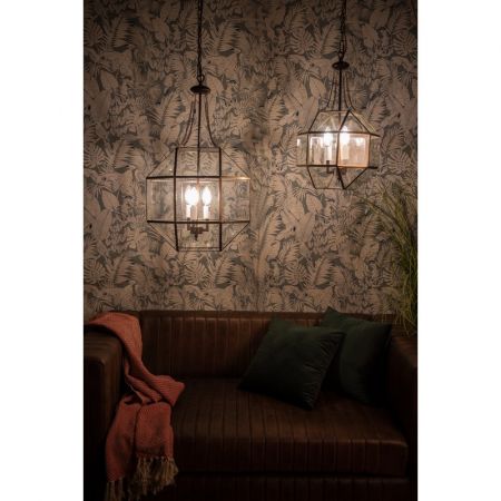 Clayre & Eef Hängelampe 30x30x170 cm  Metall Glas Hängelampe Esszimmer