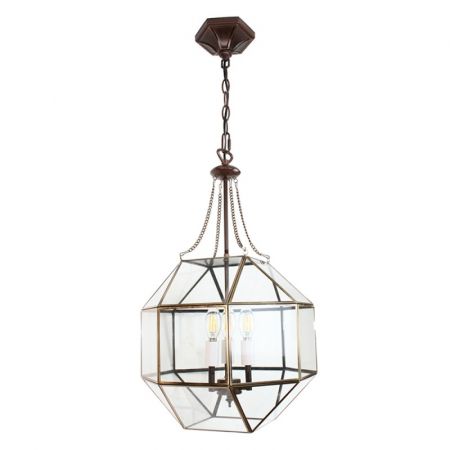 Clayre & Eef Hängelampe 30x30x170 cm  Metall Glas Hängelampe Esszimmer