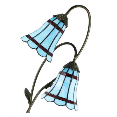 Clayre & Eef Tiffany Tischlampe 61 cm Braun Blau Kunststoff Glas Schreibtischlampe Tiffany