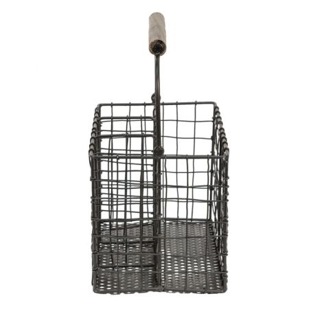 Clayre & Eef Besteckkasten 22x14x15 cm Schwarz Metall