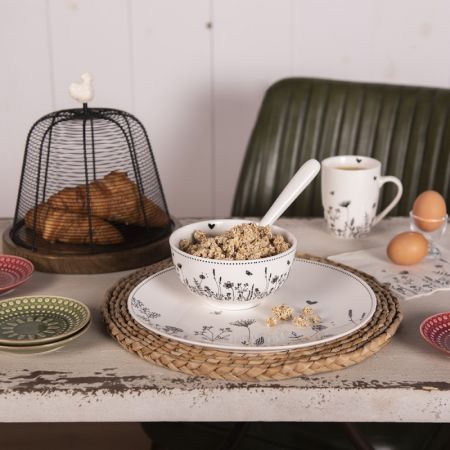 Clayre & Eef Geschirr Frühstuckteller Ø 13 cm Rot Keramik Rund Teller