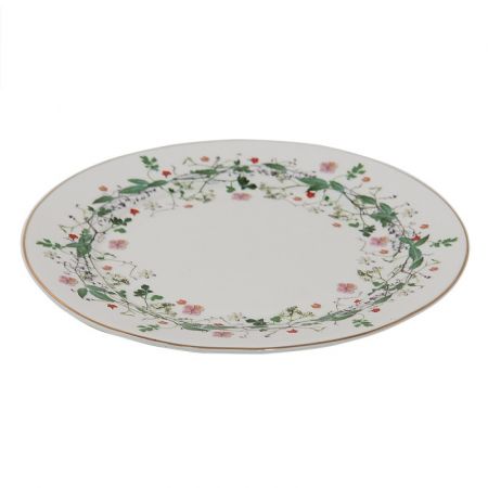 Clayre & Eef Geschirr Frühstuckteller Ø 21 cm Grün Porzellan Blumen Teller