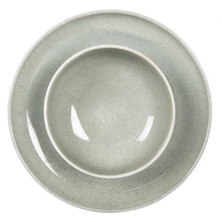 Clayre & Eef Suppenschüssel 750 ml Grün Keramik Rund Servier Schale Schüssel