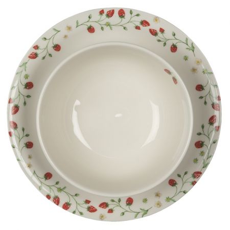 Clayre & Eef Suppenschüssel Ø 14x7 cm Beige Rot Keramik Erdbeeren Rund Servier Schale Schüssel