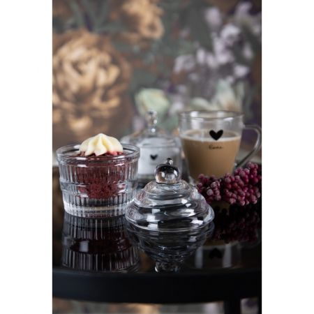 Clayre & Eef Bonboniere mit Deckel Ø 19x13 cm Glas Rund Bonbonschale Bonbonniere