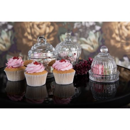 Clayre & Eef Bonboniere mit Deckel Ø 9x13 cm Glas Rund Bonbonschale Bonbonniere