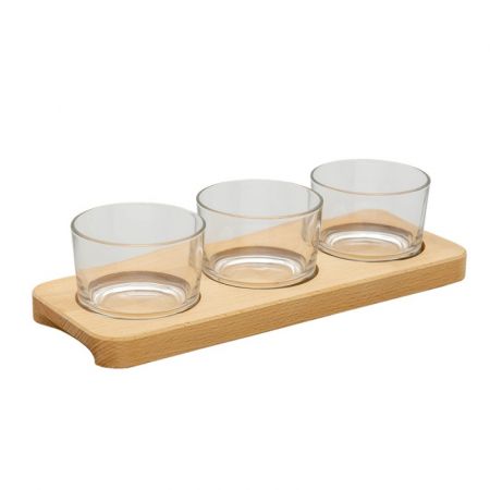 Clayre & Eef Servierschale 29x11x7 cm Holz Glas Tablett