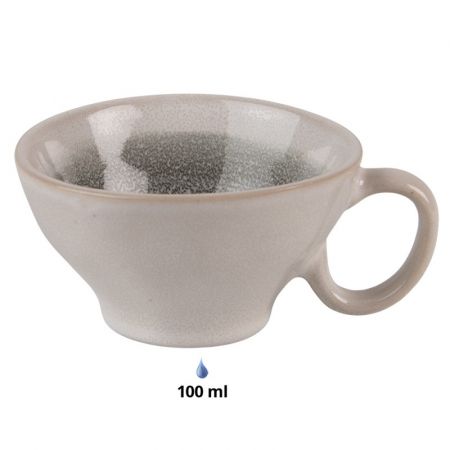 Clayre & Eef Kaffeetasse mit Unterteller 100 ml Grau Grün Keramik Tasse mit Unterteller Kaffee