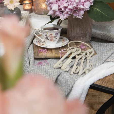 Clayre & Eef Tasse und Untertasse 2er Set 220 ml Weiß Rot Porzellan Tasse mit Unterteller Kaffee