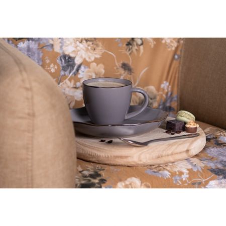 Clayre & Eef Becher 300 ml Grau Keramik Tasse Kaffeetasse