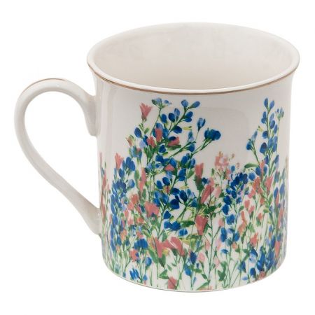 Clayre & Eef Becher 330 ml Blau Porzellan Blumen Tasse Kaffeetasse
