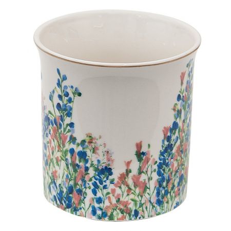 Clayre & Eef Becher 330 ml Blau Porzellan Blumen Tasse Kaffeetasse