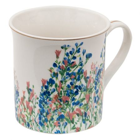 Clayre & Eef Becher 330 ml Blau Porzellan Blumen Tasse Kaffeetasse