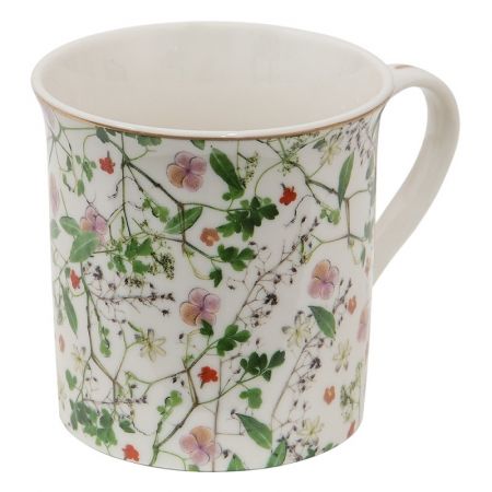 Clayre & Eef Becher 330 ml Grün Porzellan Blumen Tasse Kaffeetasse