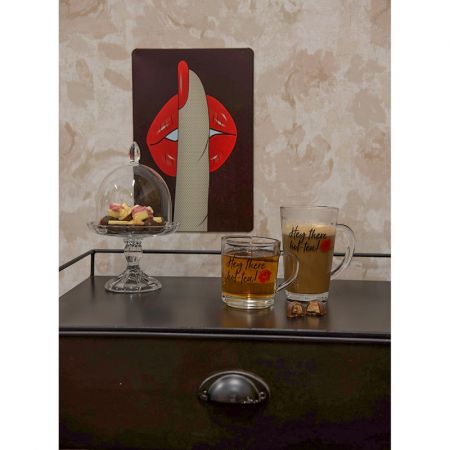 Clayre & Eef Becher 300 ml Schwarz Glas Lippen Tasse Kaffeetasse