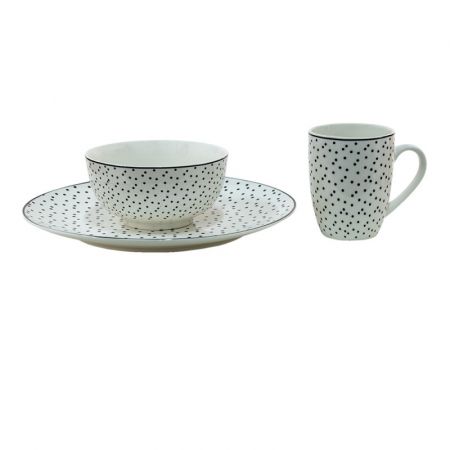 Clayre & Eef Becher 350 ml Weiß Schwarz Porzellan Tasse Kaffeetasse