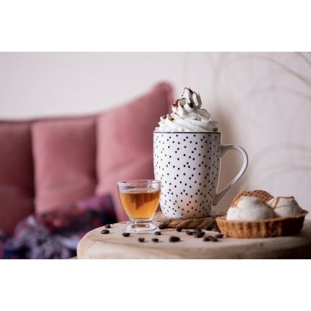 Clayre & Eef Becher 350 ml Weiß Schwarz Porzellan Tasse Kaffeetasse