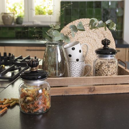 Clayre & Eef Becher 350 ml Weiß Schwarz Porzellan Tasse Kaffeetasse