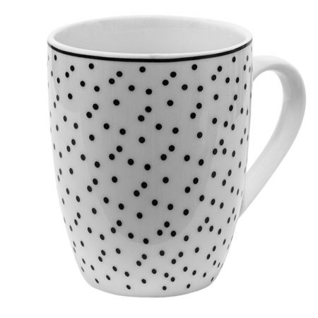 Clayre & Eef Becher 350 ml Weiß Schwarz Porzellan Tasse Kaffeetasse