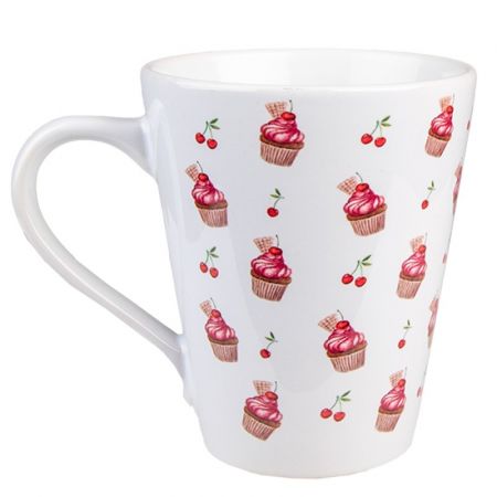 Clayre & Eef Tasse 300 ml Weiß Keramik Muffin Kaffeetasse
