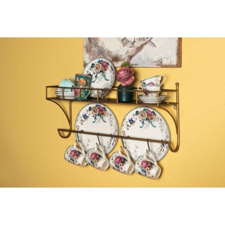 Clayre & Eef Becher 360 ml Weiß Porzellan Blumen Rund Kaffeebecher