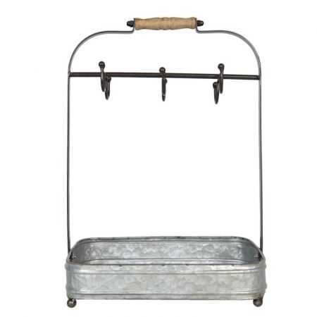 Clayre & Eef Becherhalter 32x20x44 cm Grau Metall Metall Kranz