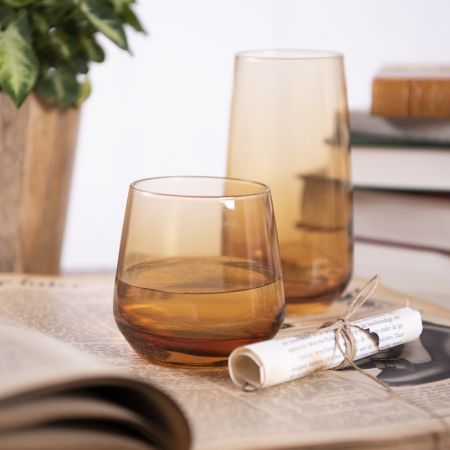 Clayre & Eef Wasserglas 310 ml Gelb Glas Trinkbecher