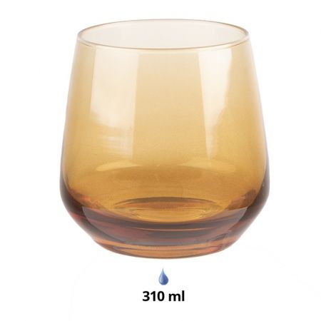 Clayre & Eef Wasserglas 310 ml Gelb Glas Trinkbecher