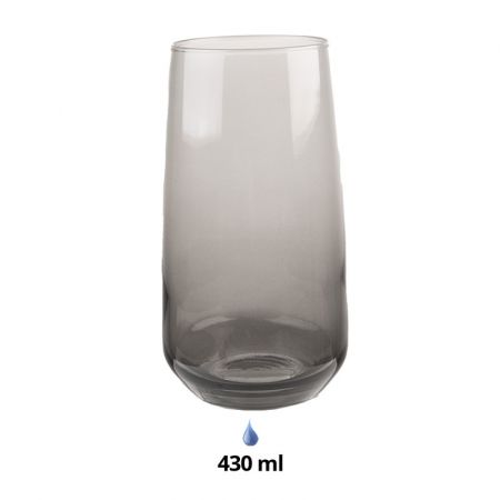 Clayre & Eef Wasserglas 430 ml Grau Glas Trinkbecher