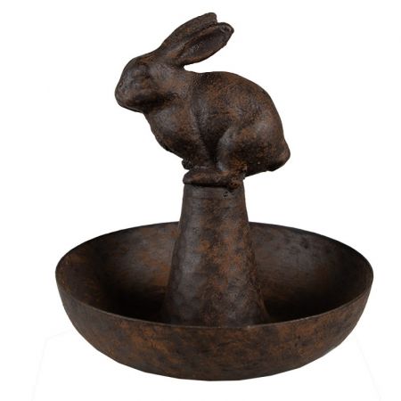 Clayre & Eef Schale Kaninchen Ø 12x13 cm Braun Metall Rund Juwelenhalter