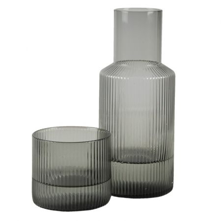 Clayre & Eef Wasserkrug 450 ml Grau Glas Rund