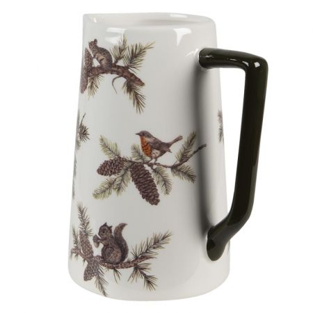 Clayre & Eef Wasserkanne 850 ml Weiß Braun Porzellan Herbst Rund Deko Accessoires