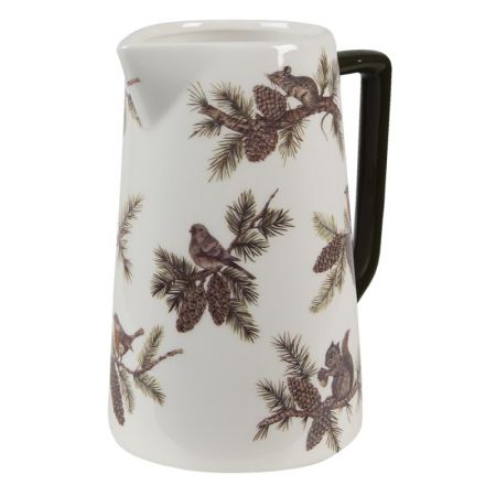 Clayre & Eef Wasserkanne 850 ml Weiß Braun Porzellan Herbst Rund Deko Accessoires