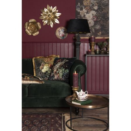 Clayre & Eef Teekannen Set 400 ml / 250 ml Weiß Braun Porzellan Blumen Rund Teeset