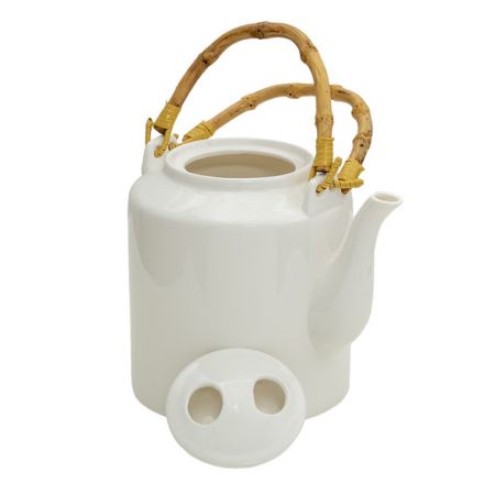 Clayre & Eef Teekanne 1500 ml Weiß Porzellan Rund