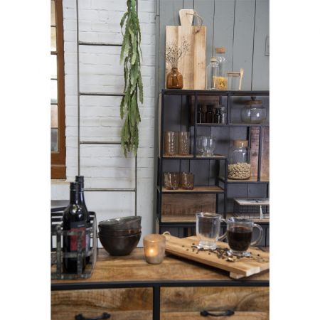 Clayre & Eef Vorratsdose Ø 7x21 cm Glas Holz Vorratsglas