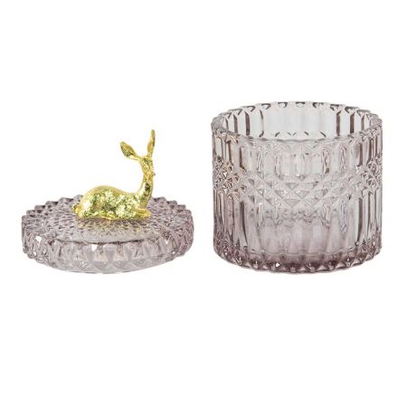 Clayre & Eef Servierschale Ø 11x16 cm Rosa Glas Rentier Rund