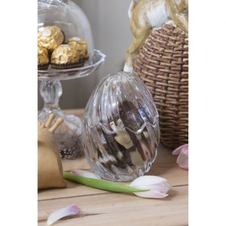 Clayre & Eef Bonbonschale Ei Ø 9x12 cm Glas Bonbonniere